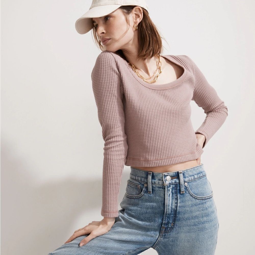 Madewell MWL 2022 Waffle Long-Sleeve Crop Tee Small